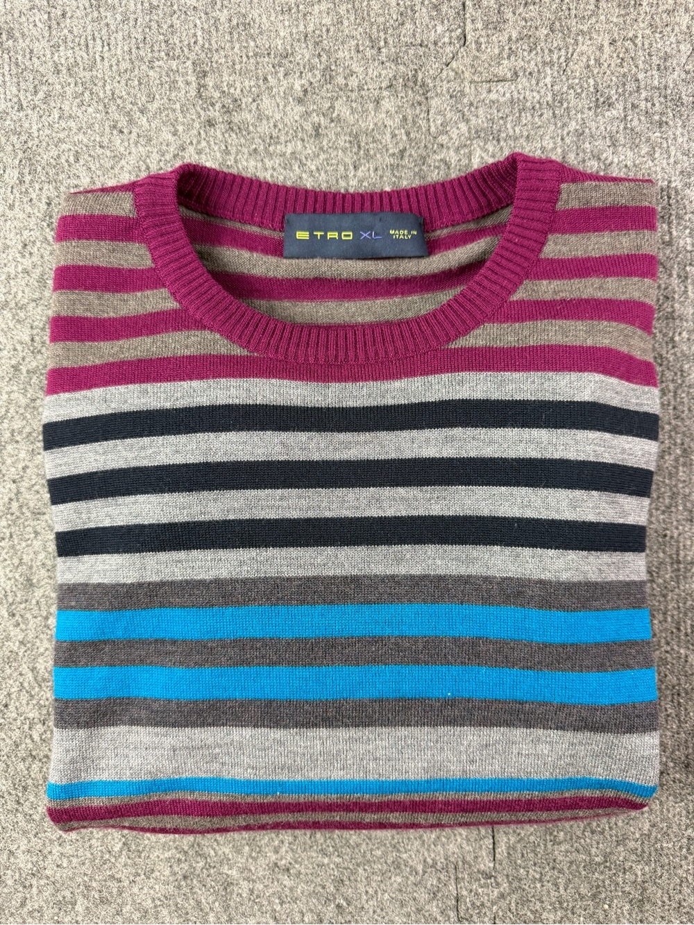 Etro Milano Made In Italy Men’s 100% Wool Long Sleeve Crew Neck Sweater Size XL